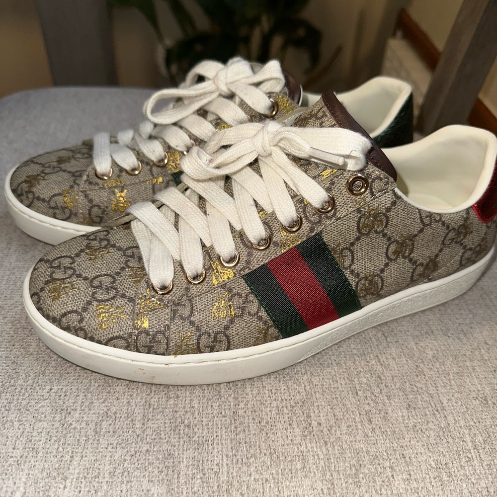 Gucci Beige/Brown Monogram Sneakers